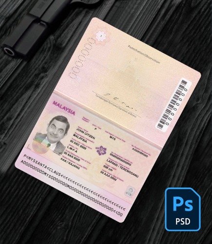 Malaysia passport (2010-2017) PSD